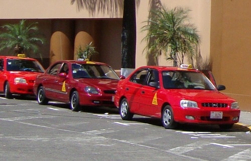 Costa Rica red taxis red cabs